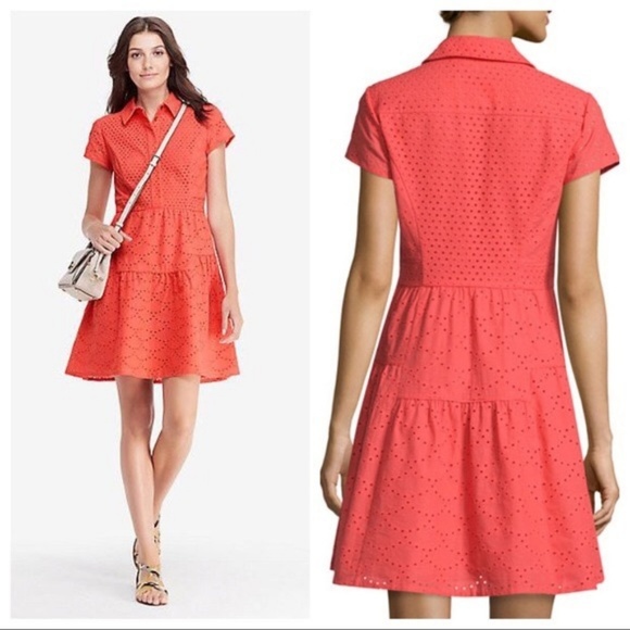 Diane Von Furstenberg Dresses & Skirts - Diane Von Furstenberg Skylar Coral Eyelet Dress 2